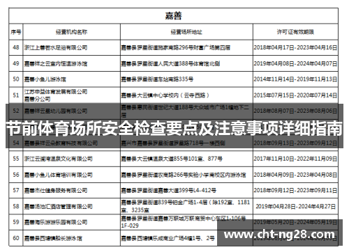 节前体育场所安全检查要点及注意事项详细指南