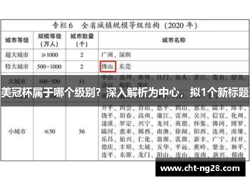 美冠杯属于哪个级别？深入解析为中心，拟1个新标题