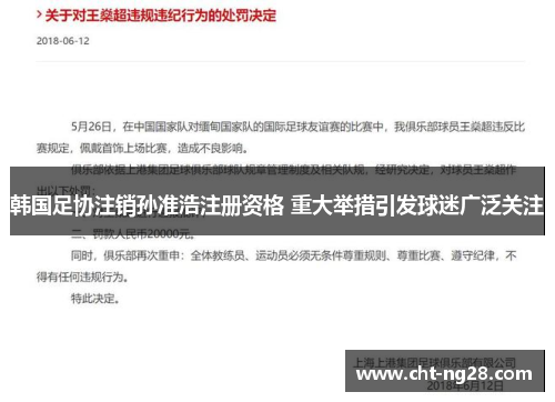 韩国足协注销孙准浩注册资格 重大举措引发球迷广泛关注